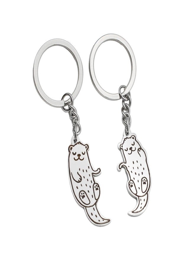 Saccgt 2 Pack Cute Animal Keychain Set Car Keychain Otters Key Holder Stainless Steel Bag Pendant Gift for and Couples Stainless Steel, As Pic Shows - Image 5
